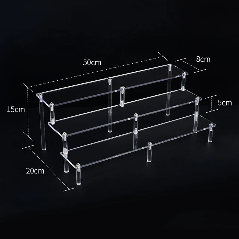 Acrylic Riser Display Shelf,3 Tier Display Stand for Amiibo Funko POP Figures,Cupcake Perfume Organizer Makeup Collection Doll