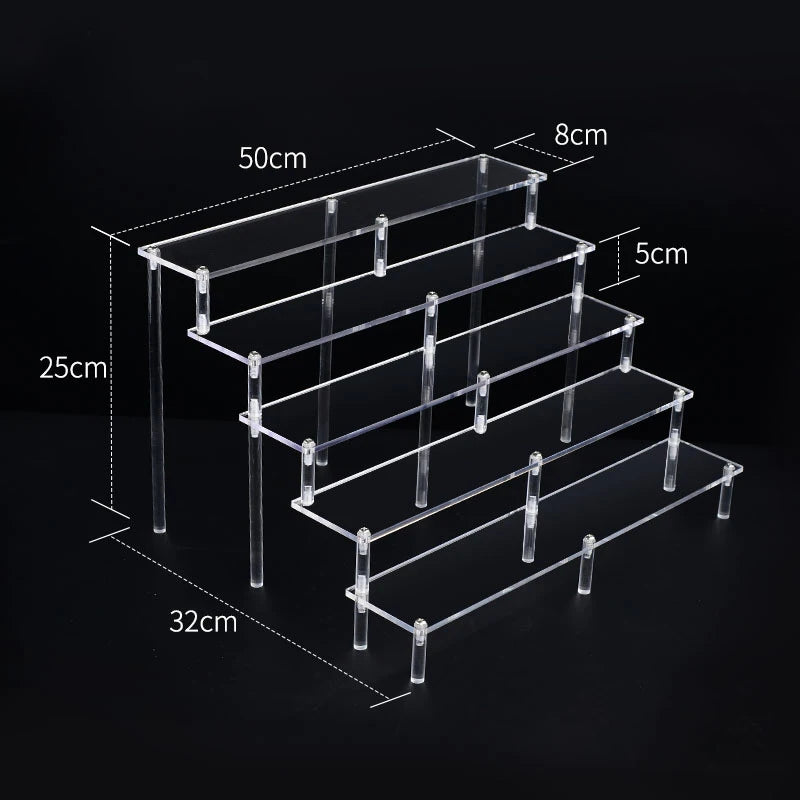 Acrylic Riser Display Shelf,3 Tier Display Stand for Amiibo Funko POP Figures,Cupcake Perfume Organizer Makeup Collection Doll