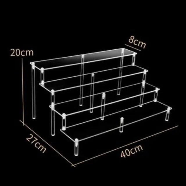 Acrylic Riser Display Shelf,3 Tier Display Stand for Amiibo Funko POP Figures,Cupcake Perfume Organizer Makeup Collection Doll