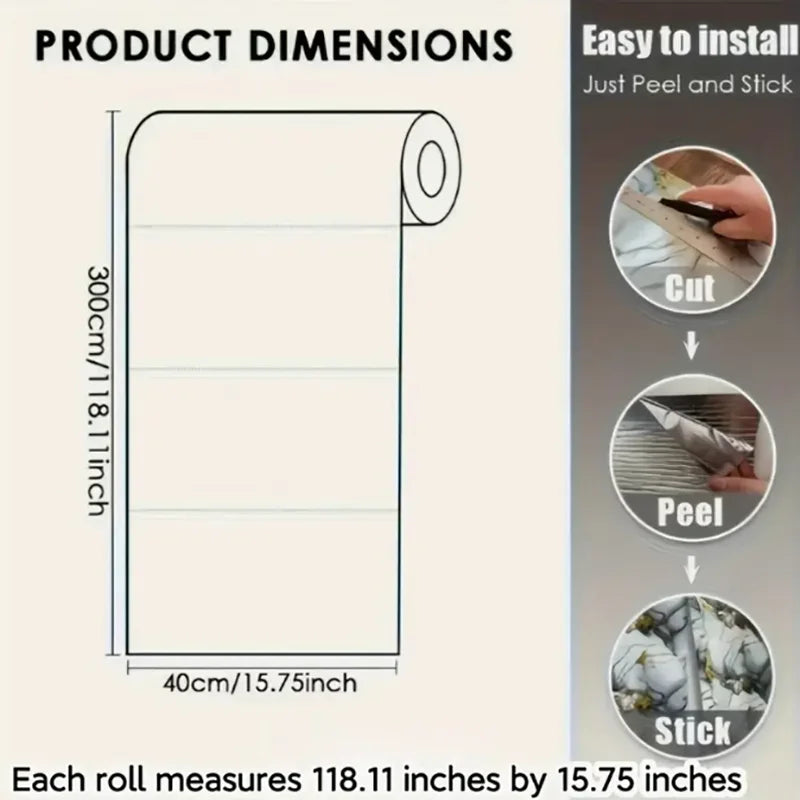 40cm Decorative Waterproof Moisture Proof Anti Fouling Self Adhesive Wallpaper for Bathroom Kitchen Living Room Background Wall