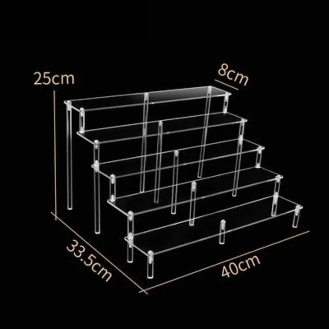 Acrylic Riser Display Shelf,3 Tier Display Stand for Amiibo Funko POP Figures,Cupcake Perfume Organizer Makeup Collection Doll