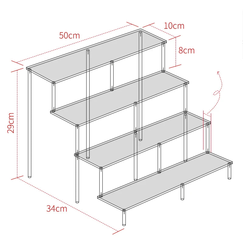 Acrylic Riser Display Shelf,3 Tier Display Stand for Amiibo Funko POP Figures,Cupcake Perfume Organizer Makeup Collection Doll