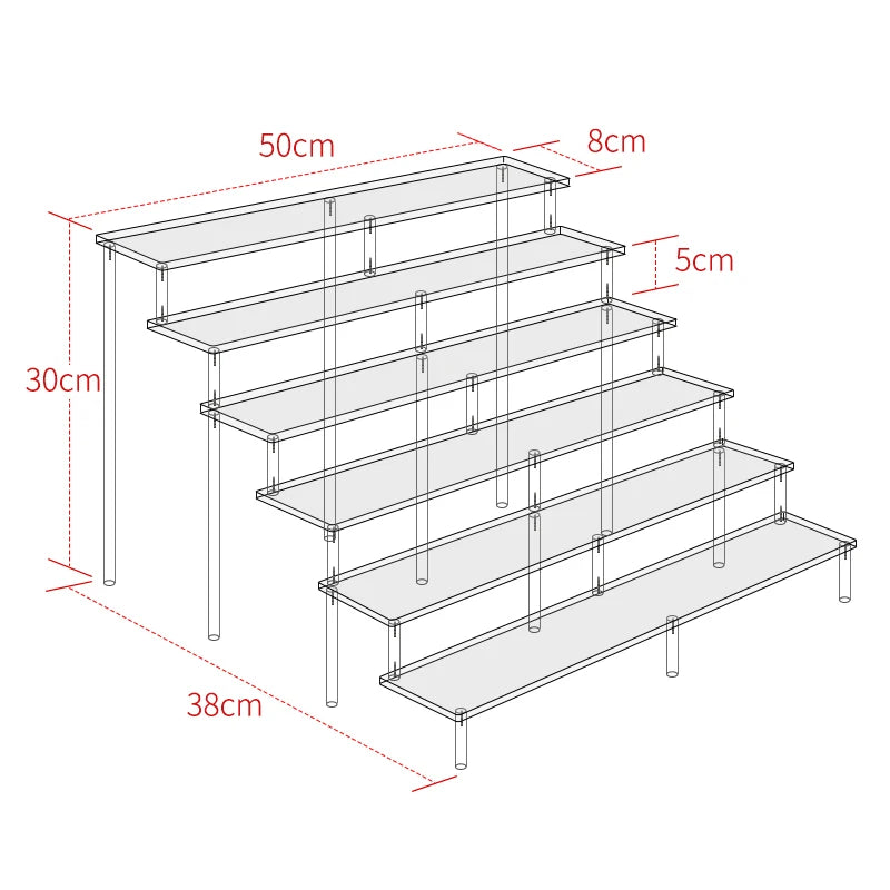 Acrylic Riser Display Shelf,3 Tier Display Stand for Amiibo Funko POP Figures,Cupcake Perfume Organizer Makeup Collection Doll