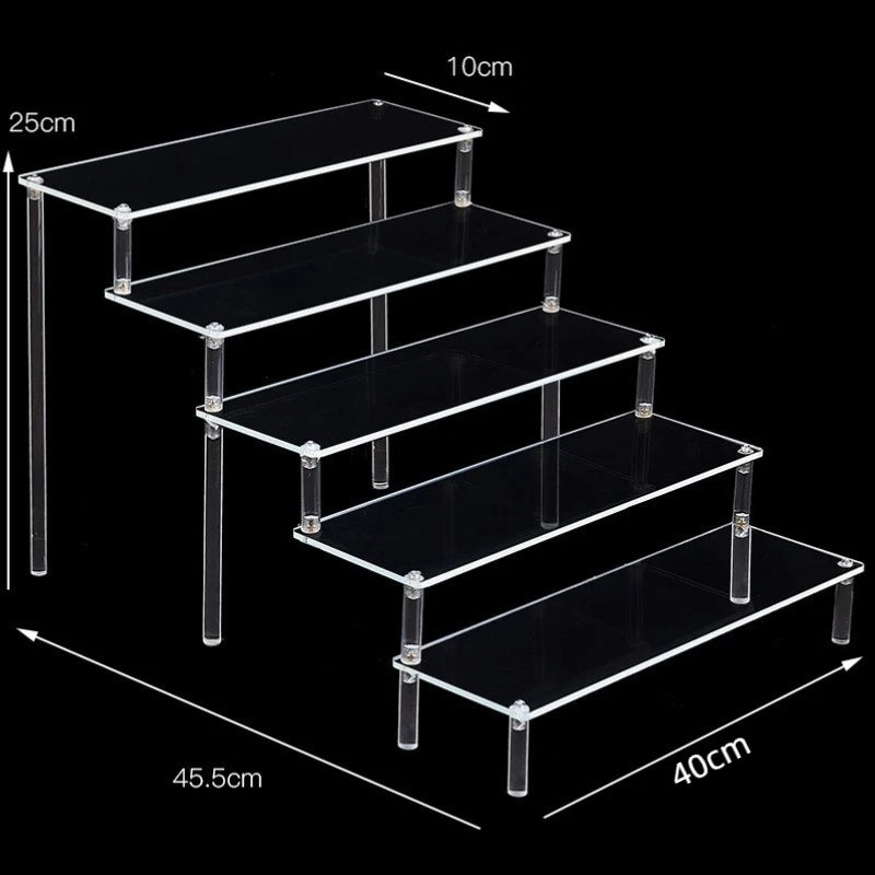 1-5 Tier Acrylic Display Stand,Clear Display Riser Rack for Cupcake,Perfume Doll Décor and Organizer Amiibo Funko POP Figures