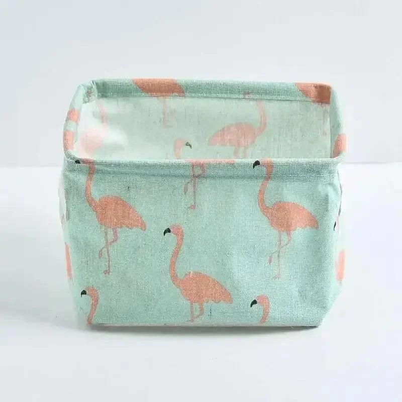 1pc Cotton Linen Fabric Waterproof Desktop Sundries Basket Storage Box Cosmetic Toy Organizer Underwear Socks Clothes Storagebag