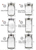 1PC Mason Jars with Lids, Wide Mouth Glass Jars for Canning, Centerpieces, Pickling, Storage, Food Meal Prep, Salad, Jam