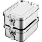304 Stainless Steel 1200/2400ml Lunch Box Bento Box Metal Food Storage Container with Locking Clasp Suitable for Work and School