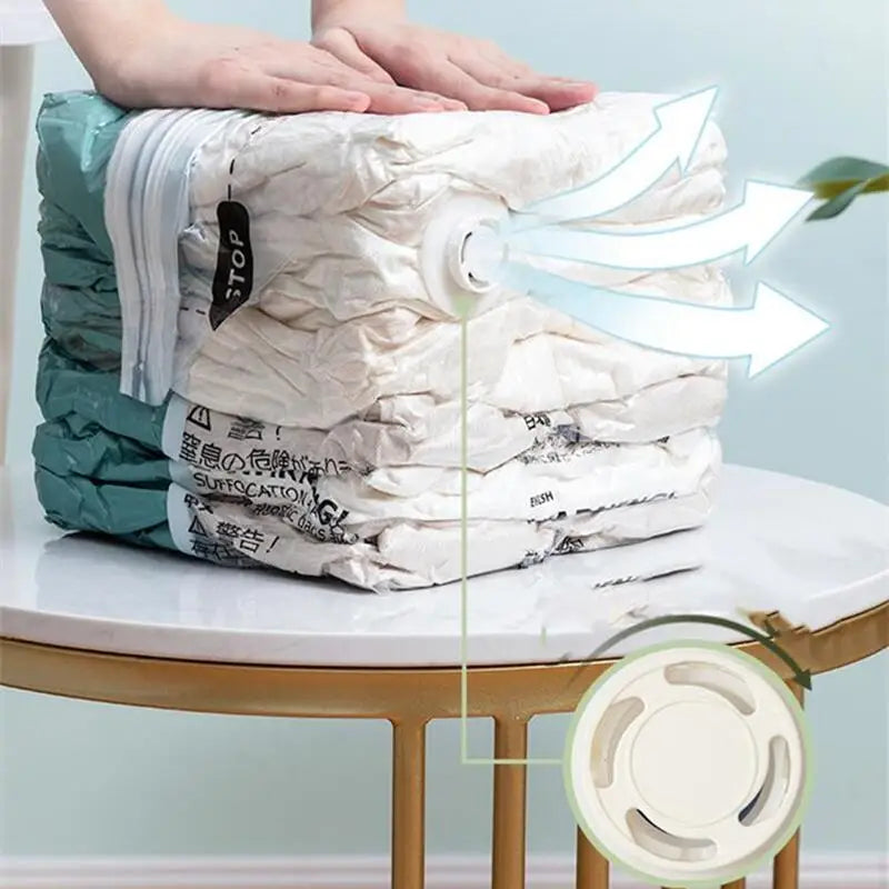 Extra Large No-Pump Vacuum Storage Compression Bags, Practical Space Saver to Store Clothes, Blankets and Bedroom Bedding Neatly