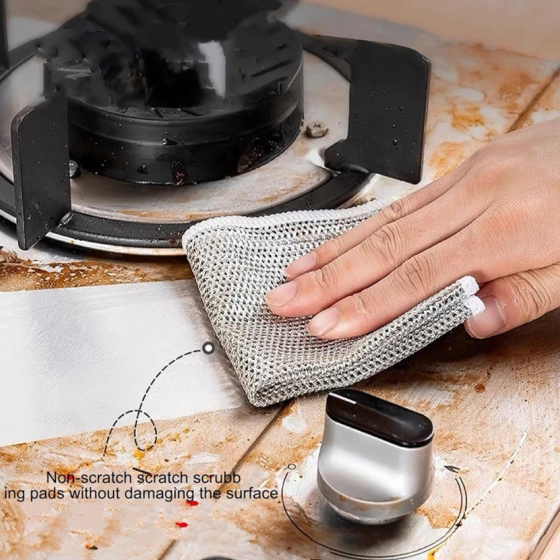 30-1pc Magic Cleaning Cloth Thickened Double-sided Metal Steel Wire Rags Kitchen Dish Pot Washdishing Cloths Towel Clean Tools