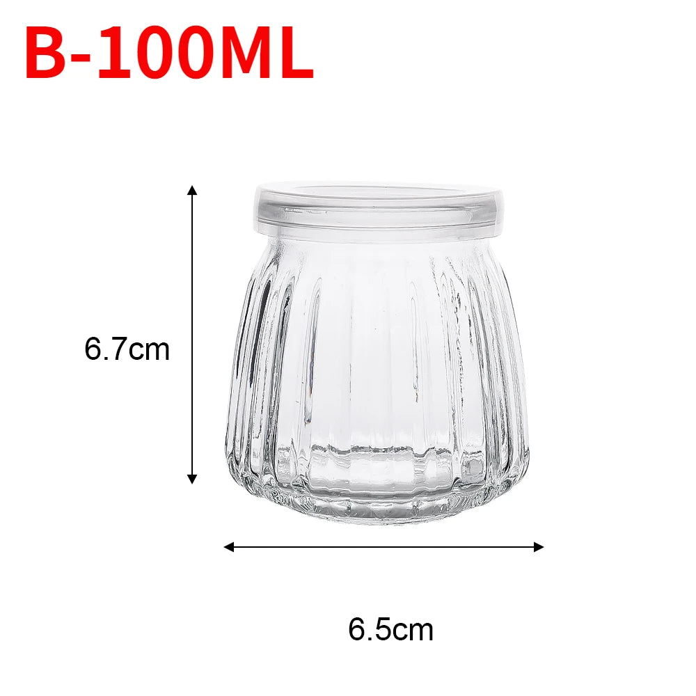 Baking Glass Bottles with Lid Honey Yogurt Pudding Glass Bottle DIY Wishing Bottle Mini Cup Jelly Milk Food Storage Container