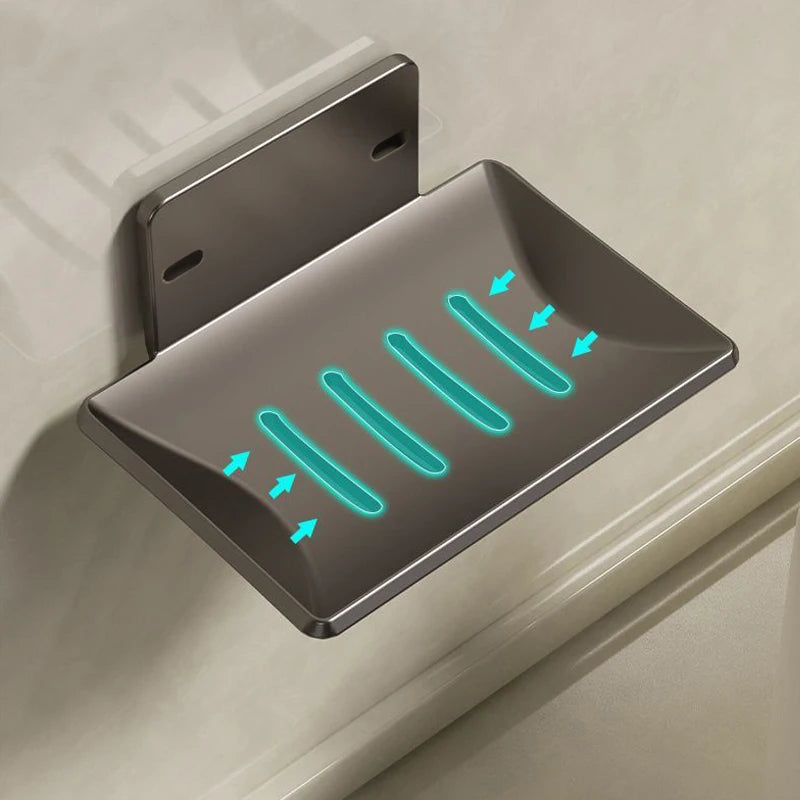 Stainless Steel Soap Holder Bathroom Shower Storage Soap Tray Mesh Rack Oap Dishes Wall Mounted Drain Soap Box Bathroom Access