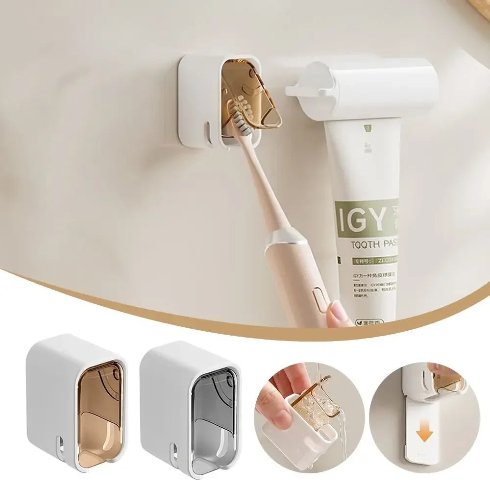 Portable Dustproof Toothbrush Holder Flip-top Wall Mounted Toothbrush Rack Toothbrush Storage Box