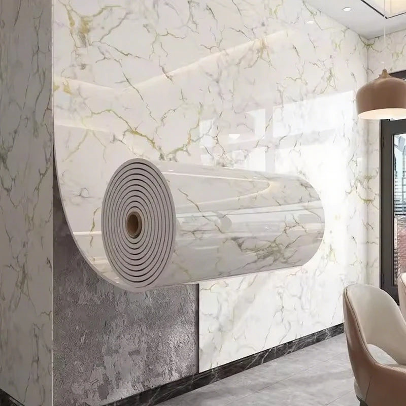 1 roll marble thick foam imitation ceramic tile self-adhesive wallpaper bedroom wallpaper bathroom waterproof wall sticker