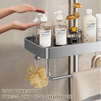 1/2PCS Punch-Free Shower Caddy With Towel Rod Bathroom Shelf Shampoo Soap Holder Shower Tray For Toilet Bathroom Organizer