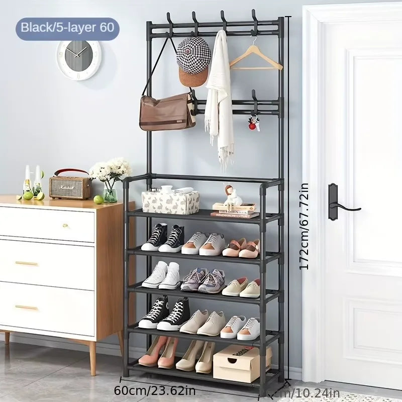 Five Layer Shoe Rack Simple Shoe Rack Integrated Storage Rack Household Shoe Rack Multifunctional Clothes Rack Coat Rack