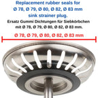 5Pcs 78-83mm Rubber Drain Seal Gasket Washer Fit Franke Kitchen Bathroom Sink Basket Strainer Plug Replacement Parts