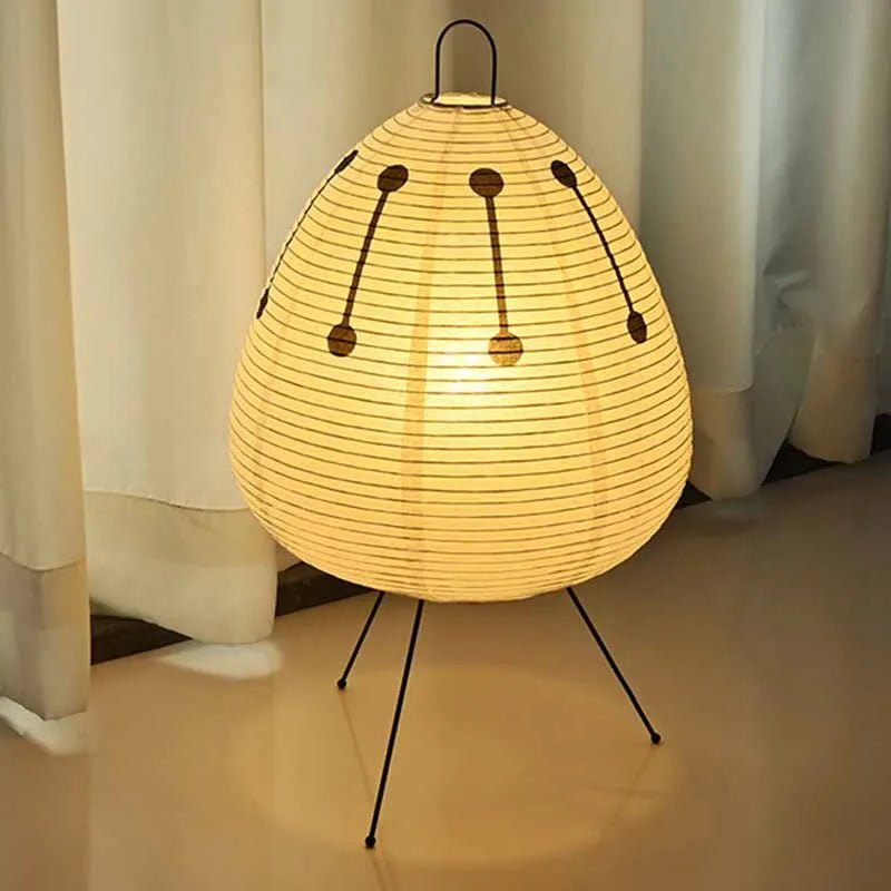 Japanese Design Paper Table Lamp Tripod Rice Paper Table Lamp Japanese Style Lantern Lamp Led Desk Lamp for Bedroom