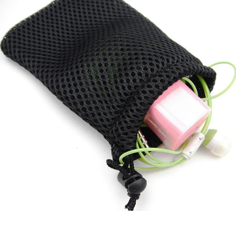 Nylon Mesh Drawstring Storage Pouch Bag Multi Purpose Travel & Outdoor Activity Pouch For Digital Products
