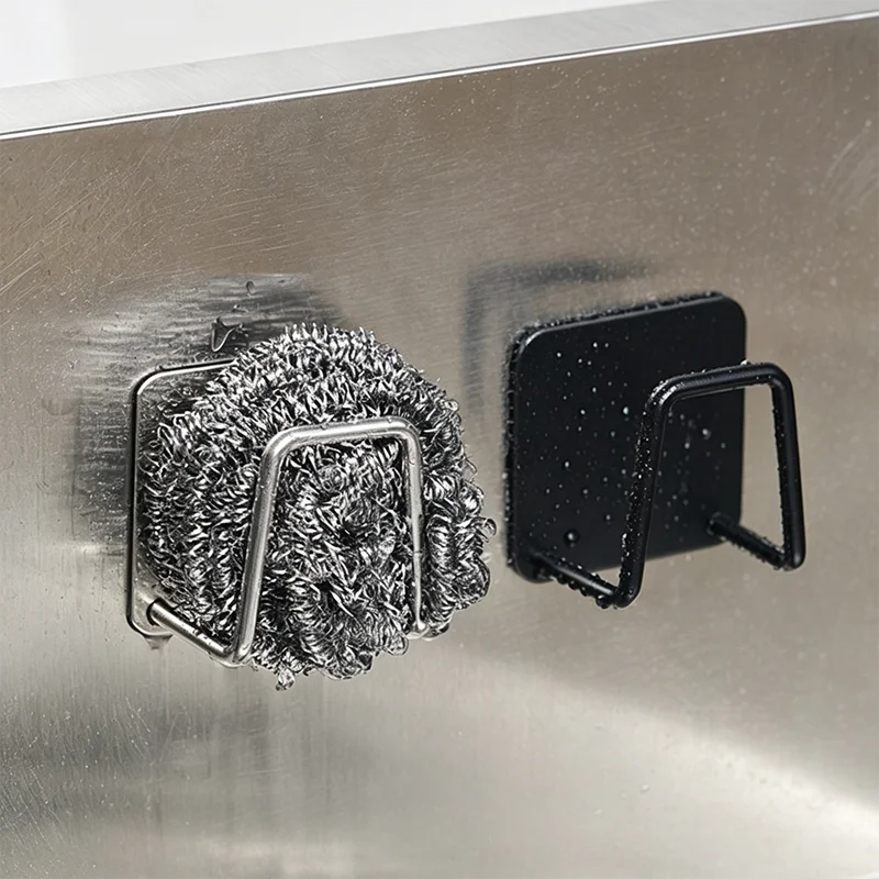 Sponge Storage Rack Kitchen Stainless Steel Sink Sponges Holder Adhesive for Sink Wall Mount Storage Keeps Sponge Scrubber Dry