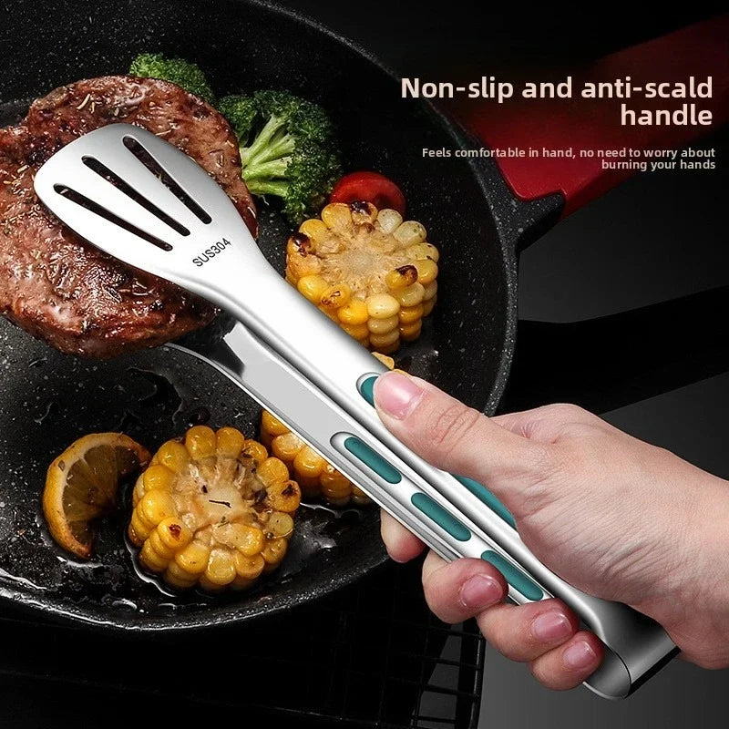 Stainless Steel Food Tongs Household Kitchen Thickened Heat-resistant Steak Tongs Food Buffet Barbecue Roasted Meat Bread Clips