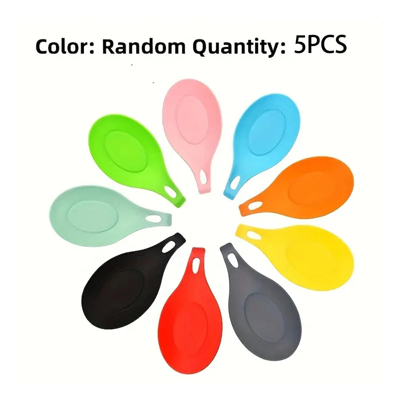 1PC Random Color Rubber Spoon Rack Scraper Rack Heat-Resistant Kitchen Utensil Pad Tray Kitchen Tool