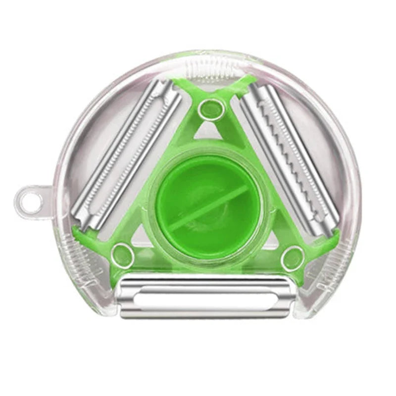 Kitchen 3 in 1 Peeler Rotary Multi-purpose Stainless Steel Potato Peeler Slicer Grater Shredder Vegetable Fruit Peeler