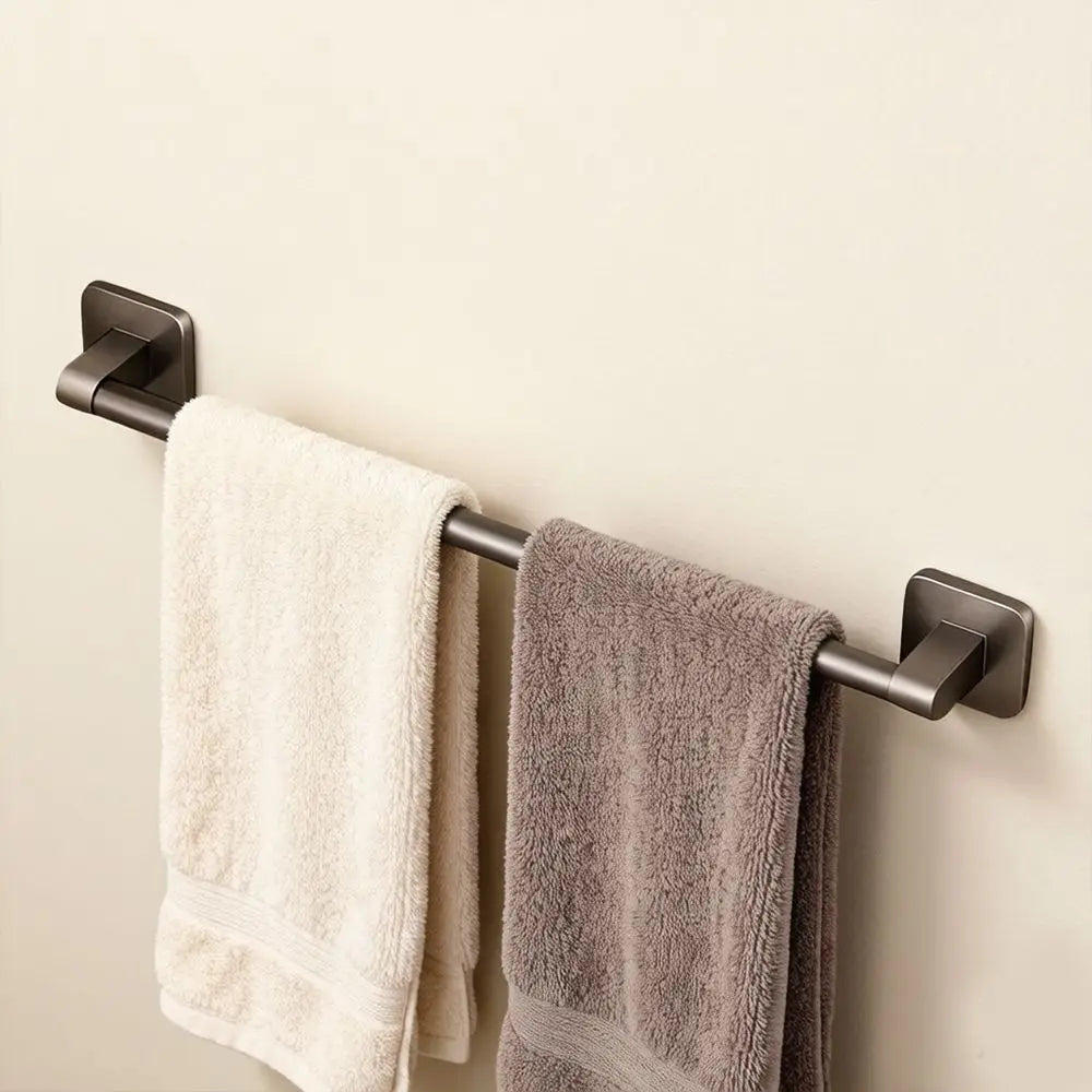 Homefish Grey White Black 40cm 30cm Punch‑Free Wall Mounted Single Pole Towel Rack Bathroom Storage Hanging Rack