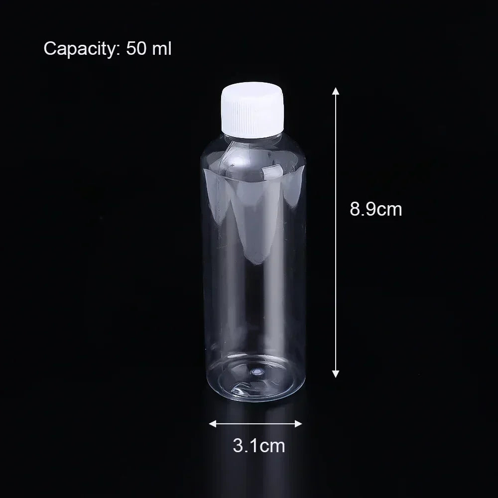 1/10Pcs Refillable Bottles 10ml 20ml 30ml 50ml 80ml 100ml Plastic PET Clear Empty Seal Bottles Sample Containers with Screw Cap