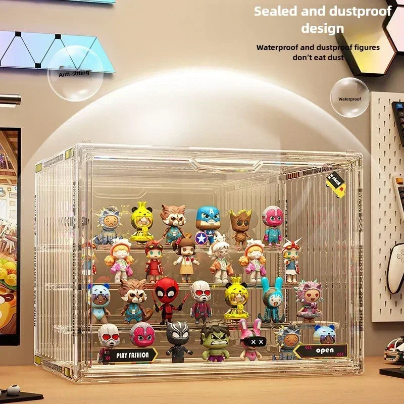 Large Containerized Designs Acrylic Organizer for Collectible Figures and Blind Box Toys Action Figures Desktop Organizers Box