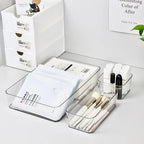 1-4PCS Desk Drawer Organizers Set Makeup Organizer Plastic Makeup Storage Clear Transparent Storage Box for Office Bathroom