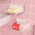 Multi functional non perforated foldable storage rack saves space, phone holder, WiFi router storage tray, bathroom storage rack