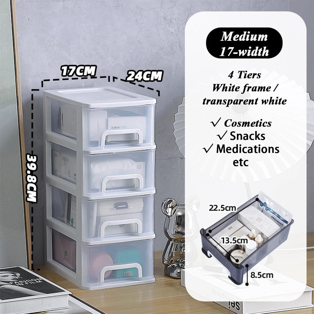2-6Layers Medium Desktop Storage Box with Drawer Heightened Table Organizer Plastic Office storage cabinet  for home Stationery