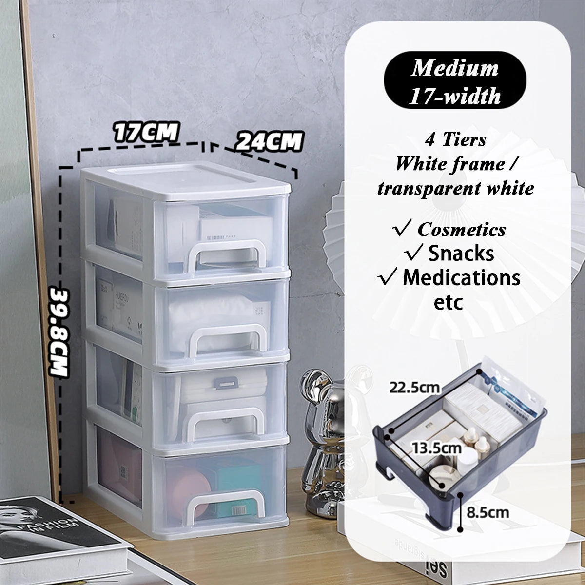 2-6Layers Medium Desktop Storage Box with Drawer Heightened Table Organizer Plastic Office storage cabinet  for home Stationery
