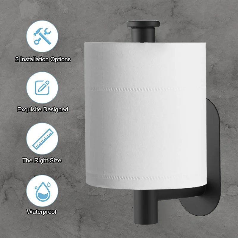 Adhesive Toilet Paper Holder Stainless Steel Tissue Hanger Waterproof Toilet Paper Stand Bathroom Accessories Paper Towels Hold