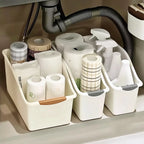 2/3pcs Plastic Under Sink Organizer with Wheels, Bottle Organization Bins Kitchen Cabinet Organizers Plastic Basket for Under