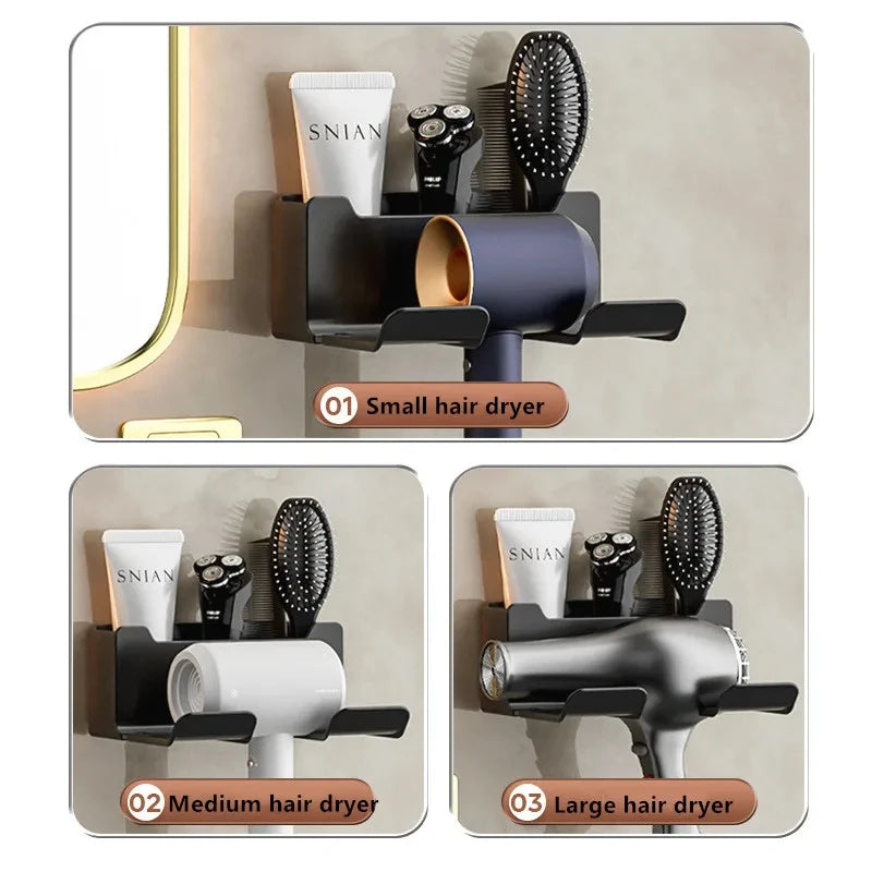 Wall Mounted Hair Dryer Holder For Dyson Bathroom Shelf Without Drilling Plastic Hair Dryer Stand Bathroom Organizer
