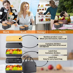 Adult Bento Lunch Box, 2-Tier Food Storage Container Set with Cutlery for Kids/children, Crisper Microwave and Dishwasher Safe