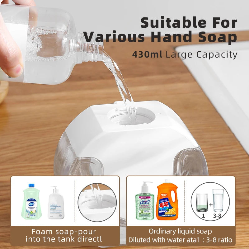 Automatic sensor soap dispenser, foam hand washing device, portable soap bottle, soap distribution device, in bathroom