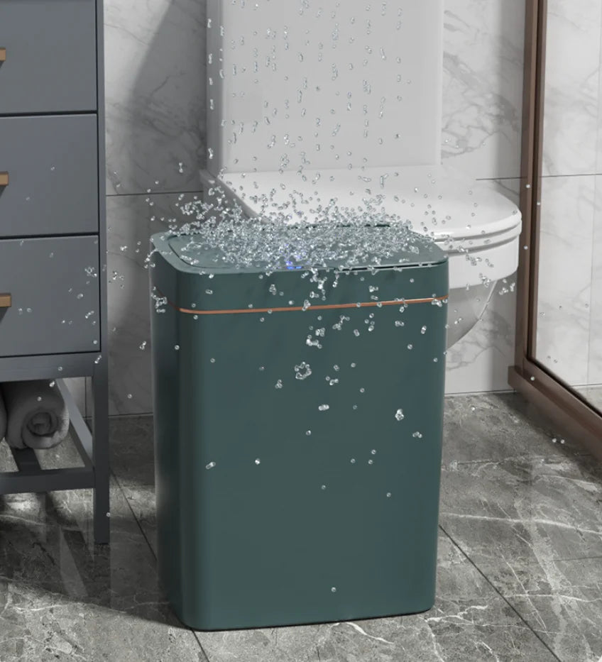 HTMCK White Touchless 15L Smart Sensor Trash Can – Electronic Bathroom Garbage Bin with Automatic Bagging, Smart Home Compatible