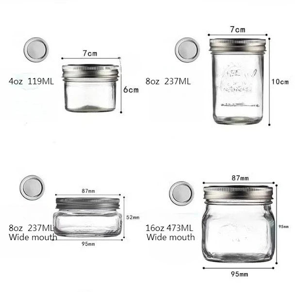 1PC Mason Jars with Lids, Wide Mouth Glass Jars for Canning, Centerpieces, Pickling, Storage, Food Meal Prep, Salad, Jam