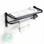 Homefish Foldable Towel Rack with Hooks Wall Mount Towel Rack Towel Storage Wall Mount for Bathroom Lavatory for Home