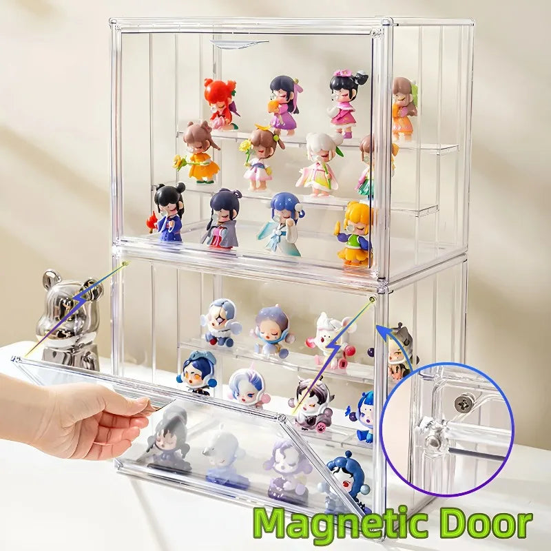 1/3 Pcs Clear StorageBox Stackable Display Case Acrylic Dustproof Organizer for Handbag Figure Toy Makeup Storage Organizer Box