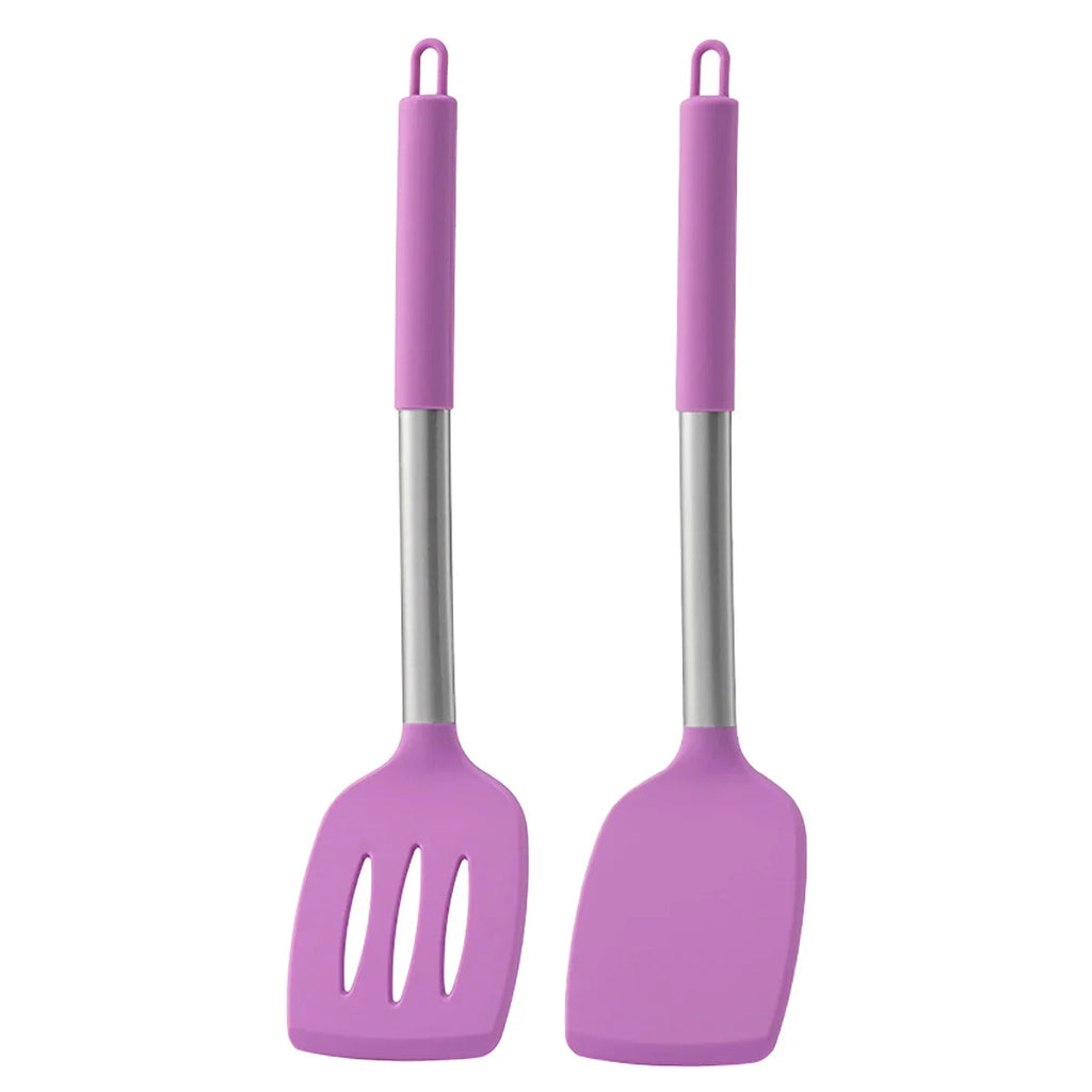 2pcs Stir Fry Spatula Steak Spatula Cooking Utensils Stainless Steel Handle Silicone Kitchenware Set Kitchen Cooking Tool Set