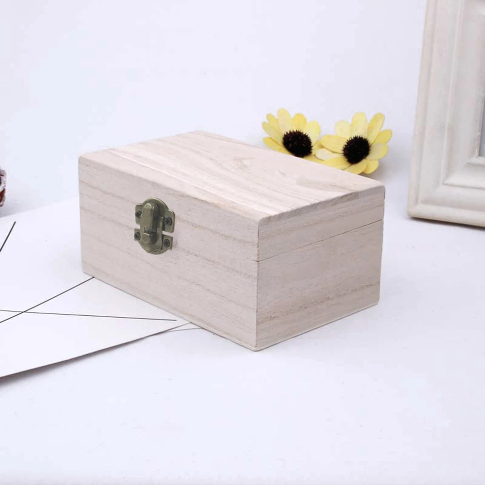 1/3pcs Log Color Scotch Plain Wood Wooden Square Hinged Storage Boxes Craft Gift Box Handmade Case Box Storage Organization