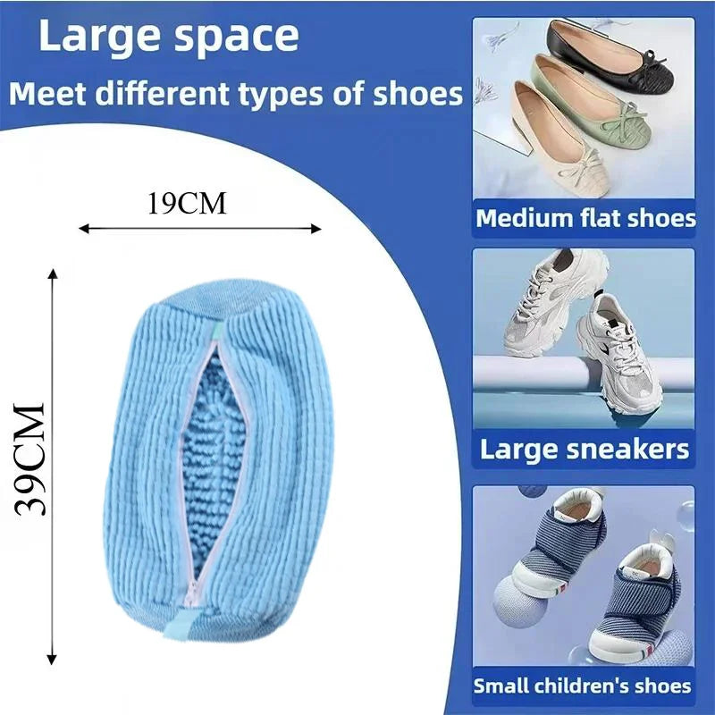 Machine Washable Shoe Washing & Drying Bag with Soft Fiber - Durable Polyester Laundry Protector for Shoes Adjustable Strap