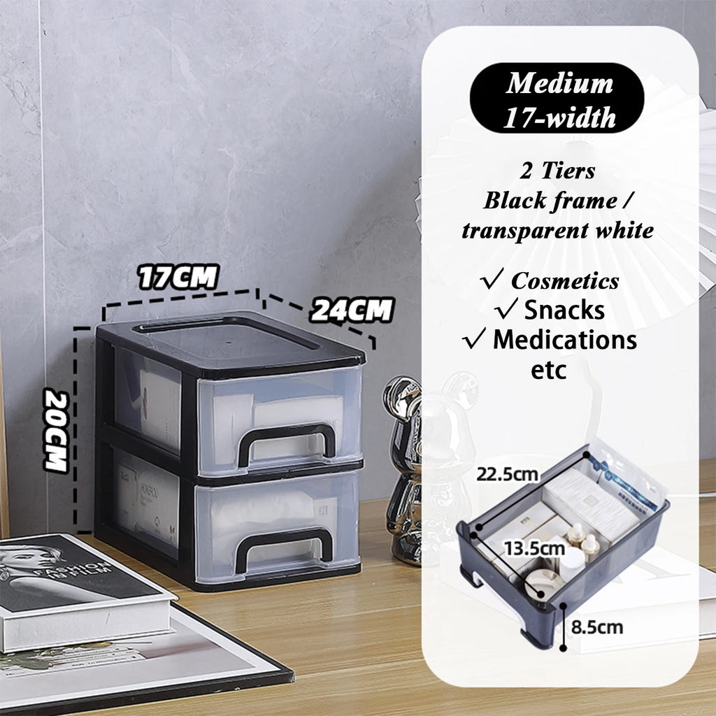 2-6Layers Medium Desktop Storage Box with Drawer Heightened Table Organizer Plastic Office storage cabinet  for home Stationery