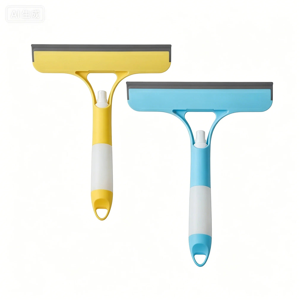 3‑In‑1 Spray Window Squeegee, Multifunctional Glass Cleaning Tool with Scrub Brush & Scraper, Streak‑Free Wiper for Windows, Mirrors, Shower Glass and Car Windshields