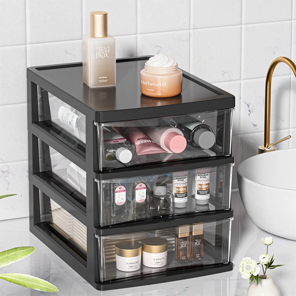 2-6Layers Medium Desktop Storage Box with Drawer Heightened Table Organizer Plastic Office storage cabinet  for home Stationery
