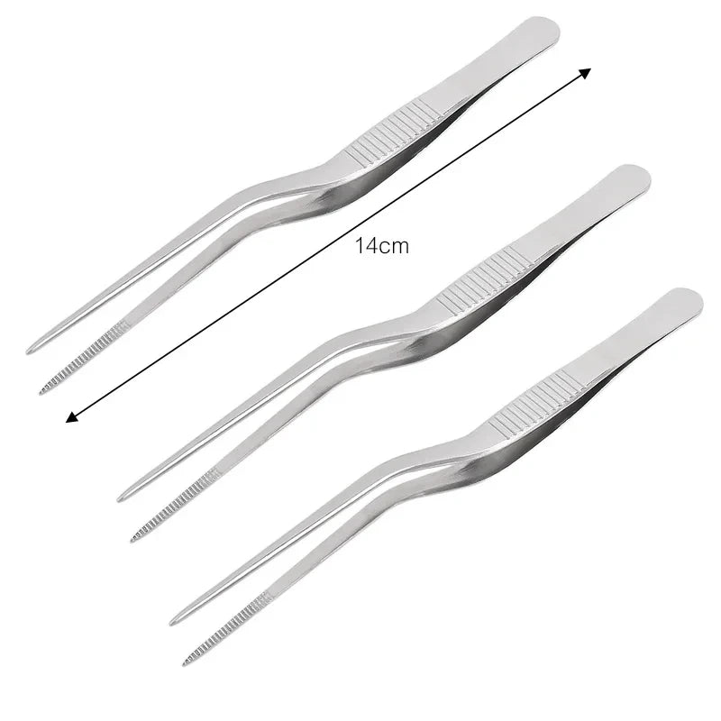 3/1Pcs Kitchen Tweezer Utensil BBQ Tweezer Food Clip Kitchen Bar Chief Tong Stainless Steel Portable for Picnic Barbecue Cooking