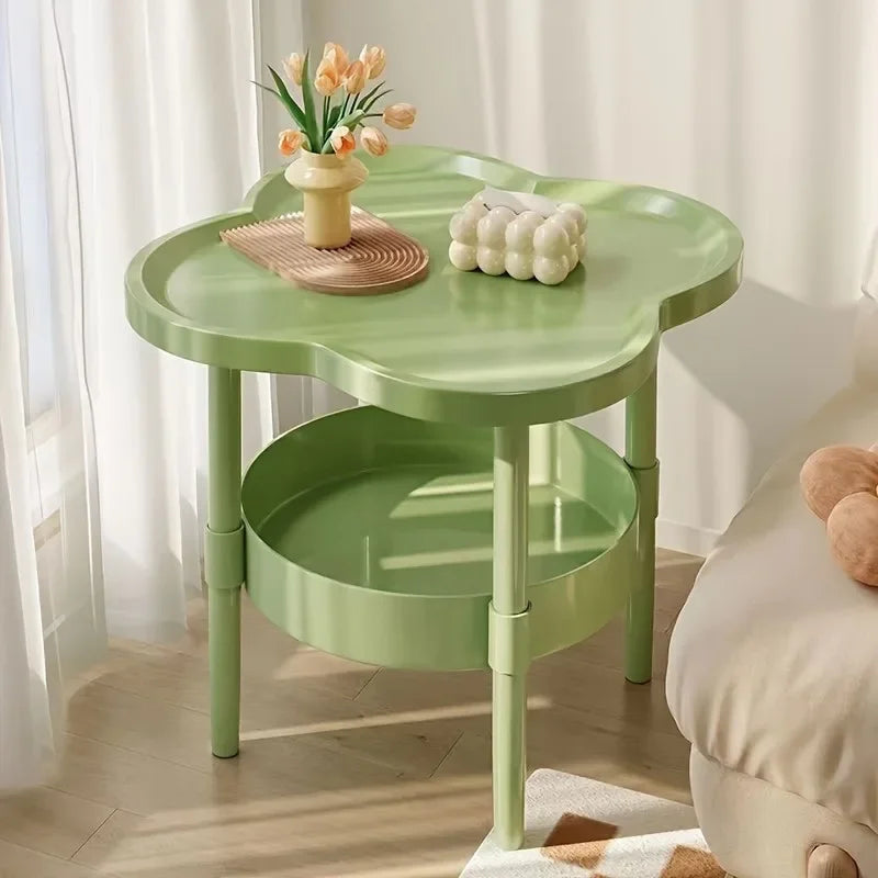 1pcs Four-Leaf Clover Sofa Side Several Bedroom Small Table Living Room Storage Table Creative Balcony Double Layer Coffee Table